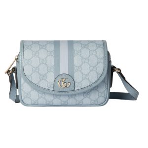 Ophidia GG Mini Shoulder Bag in Dusty Blue GG Supreme Canvas