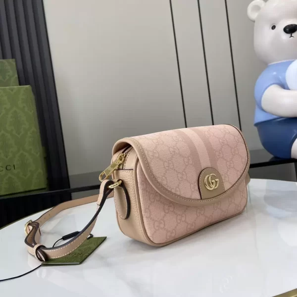 Ophidia GG Mini Shoulder Bag in Dusty Pink GG Supreme Canvas