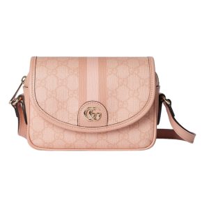 Ophidia GG Mini Shoulder Bag in Dusty Pink GG Supreme Canvas