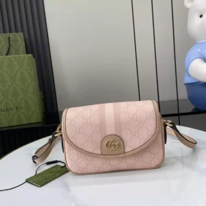 Ophidia GG Mini Shoulder Bag in Dusty Pink GG Supreme Canvas