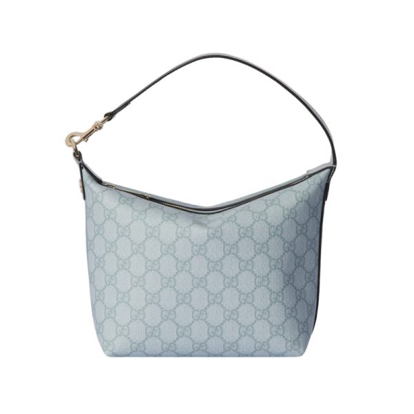 Ophidia GG Super Mini Shoulder Bag in Dusty Blue GG Supreme Canvas