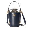 Ophidia Mini Bucket Bag in Dark Blue Leather