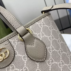 Ophidia Mini Tote Bag in Beige and White GG Supreme Canvas