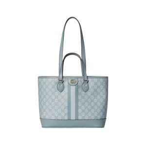 Ophidia Small Tote Bag in Dusty Blue GG Supreme Canvas