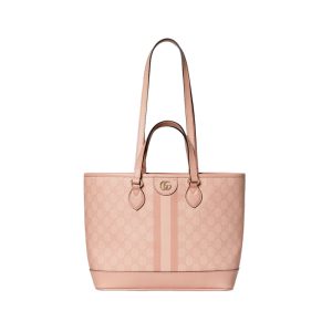 Ophidia Small Tote Bag in Dusty Pink GG Supreme Canvas