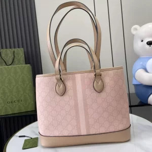 Ophidia Small Tote Bag in Dusty Pink GG Supreme Canvas