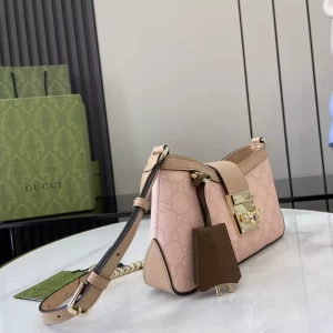 Padlock Small Shoulder Bag in Dusty Pink Leather