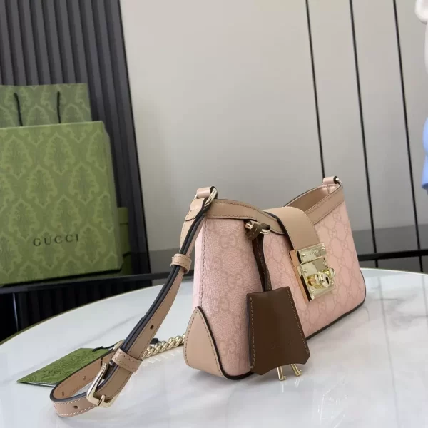 Padlock Small Shoulder Bag in Dusty Pink Leather