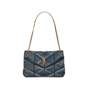 Puffer Small in Rodeo Blue Suede and Denim - YB077