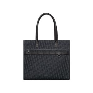 Safari Tote Bag Black Dior Oblique Jacquard and Grained Calfskin