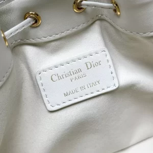 Small Dior Jolie Bucket Bag Latte Macrocannage Calfskin