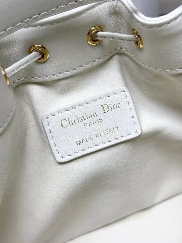 Small Dior Jolie Bucket Bag Latte Macrocannage Calfskin