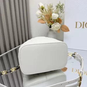 Small Dior Jolie Bucket Bag Latte Macrocannage Calfskin