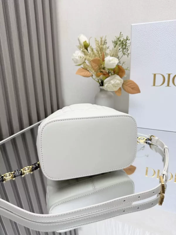 Small Dior Jolie Bucket Bag Latte Macrocannage Calfskin