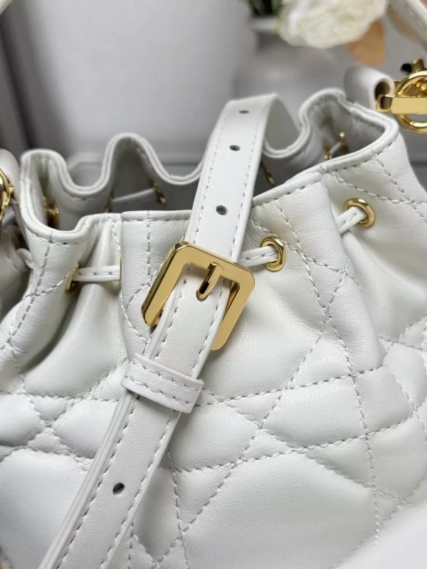 Small Dior Jolie Bucket Bag Latte Macrocannage Calfskin