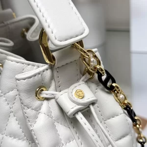 Small Dior Jolie Bucket Bag Latte Macrocannage Calfskin