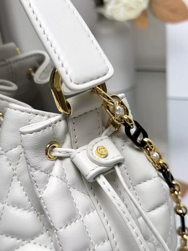 Small Dior Jolie Bucket Bag Latte Macrocannage Calfskin