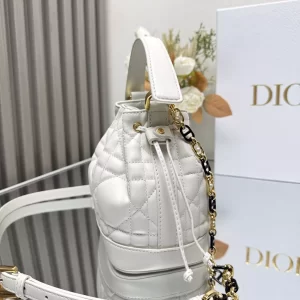 Small Dior Jolie Bucket Bag Latte Macrocannage Calfskin