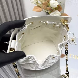 Small Dior Jolie Bucket Bag Latte Macrocannage Calfskin