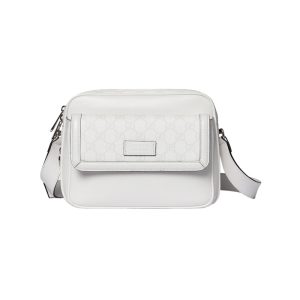 Small GG Crossbody Bag with Tag White Leather - GB362
