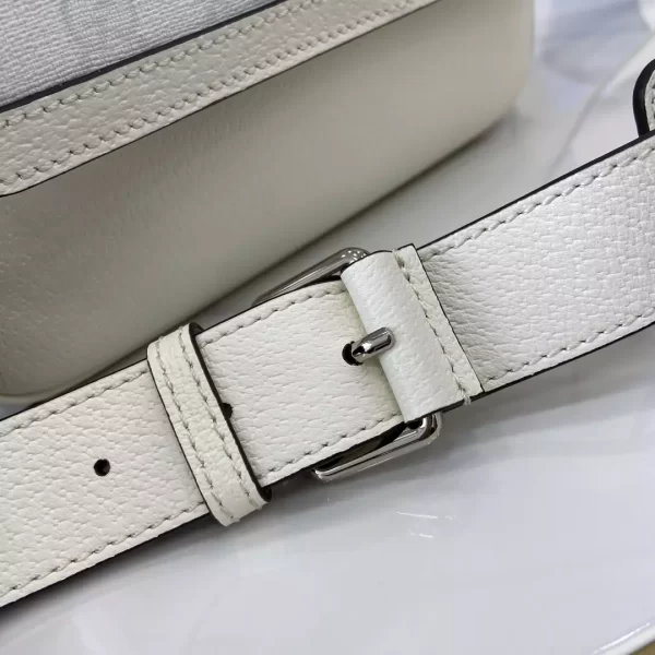 Small GG Crossbody Bag with Tag White Leather - GB362