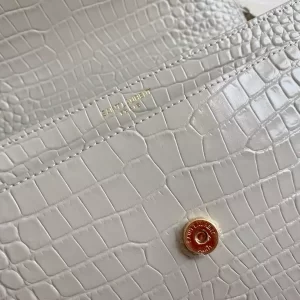 Sunset Medium in Blanc Vintage Crocodile Embossed Leather - YB065